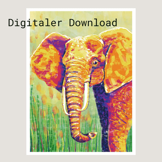 Elefant - Digitaler Download zum Sofort Drucken