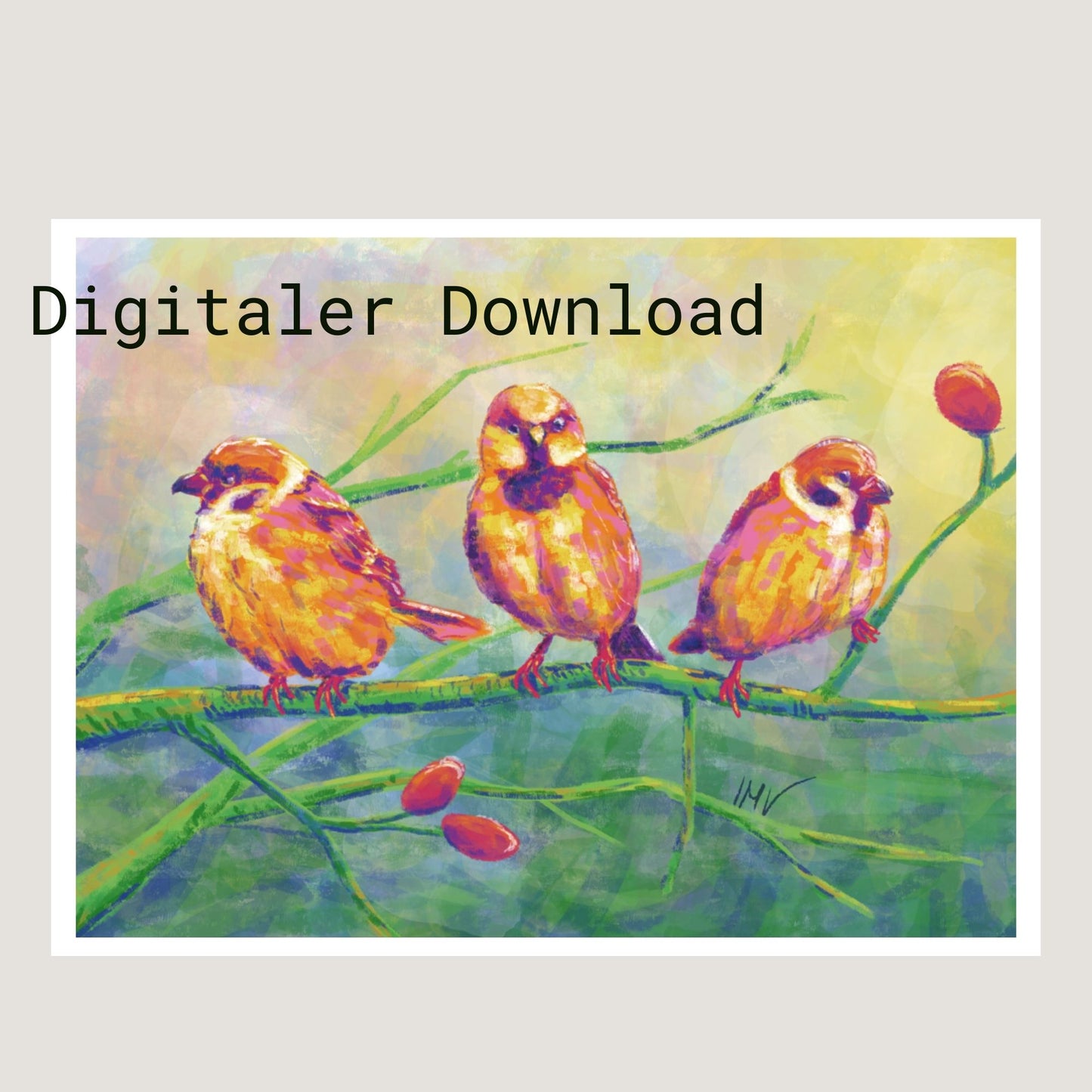 Drei kleine Spatzen - Digitaler Download zum Sofort Drucken